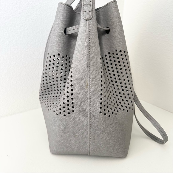 Kenneth Cole Perforated Leather Bucket Bag in Grey - Picture 5 of 9